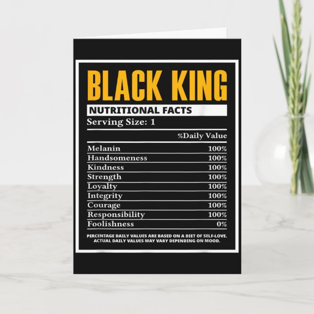 Carte Faits nutritionnels du roi noir du Mois de l'histo (Devant)