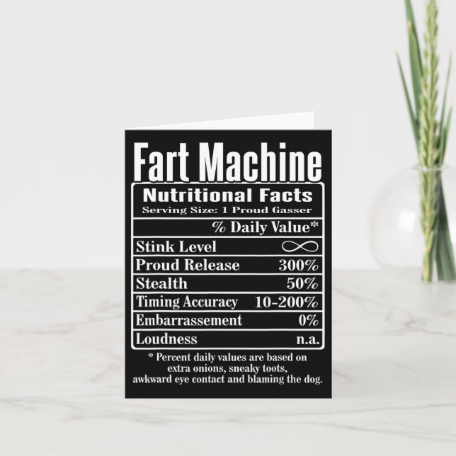 Carte Faits Nutritionnels Machine à Pet Fils de Jokes Dr (Devant)
