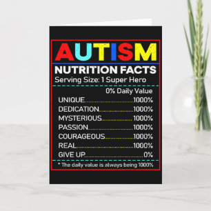 Carte Faits Nutritionnels Sur L'autisme Tout-petit Mois 