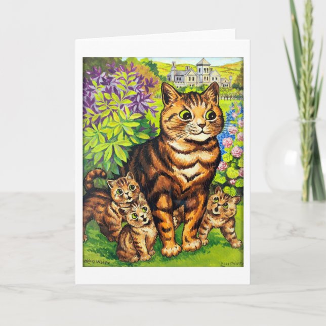 Carte Famille de Chats dans un jardin, Louis Wain (Devant)