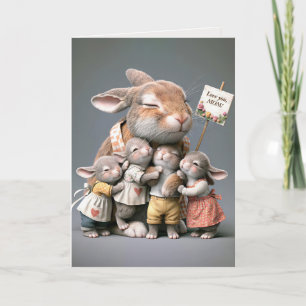Carte Famille de lapins pour l'anniversaire de maman