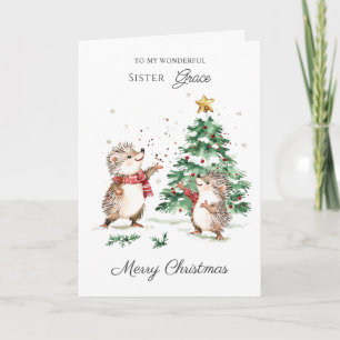 Carte Famille de Noël de la sœur hérisson