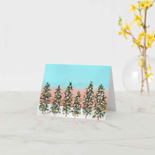 Carte Famille des arbres de Noël (Fleur jaune)