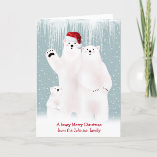 Carte Famille D'Ours Polaires De Noël Dans Les Snowflake