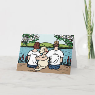 Carte Famille personnalisée du Labrador jaune Brown S
