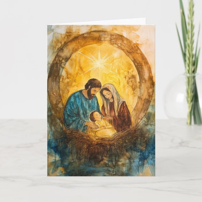 Carte Famille Sainte en Manger, Luminosité de l'étoile (Devant)