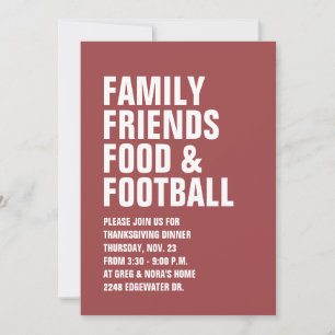 Carte Familles amis nourriture football Thanksgiving inv