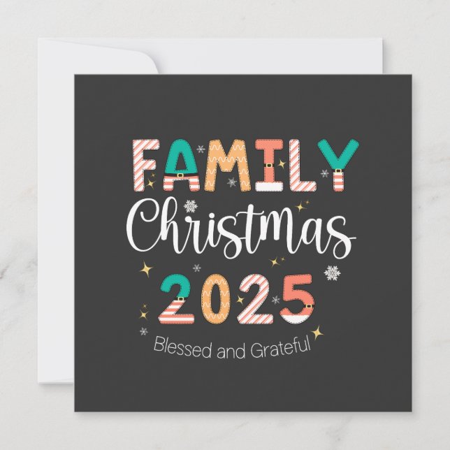 Carte Family Christmas 2025 Blessed and Grateful  (Devant)