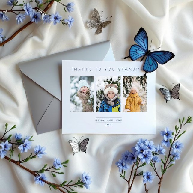 Carte Family Minimalist 3 Photos Collage Keepsake (Family Minimalist 3 Photos Collage Keepsake Cards.)