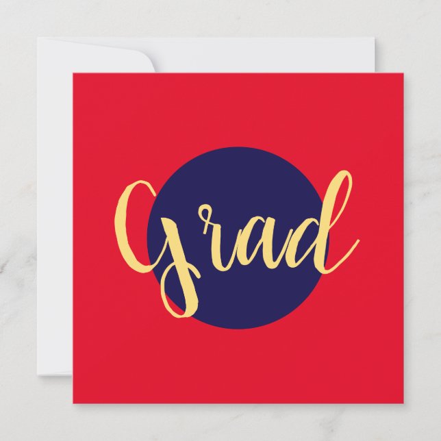 Carte Fancy "Grad" Texte Marine Bleu Rouge Arrière - pla (Devant)