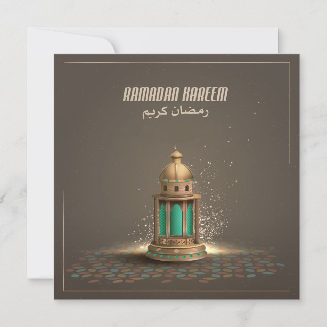 Carte Fanoos du Ramadan vert et bronze (Devant)
