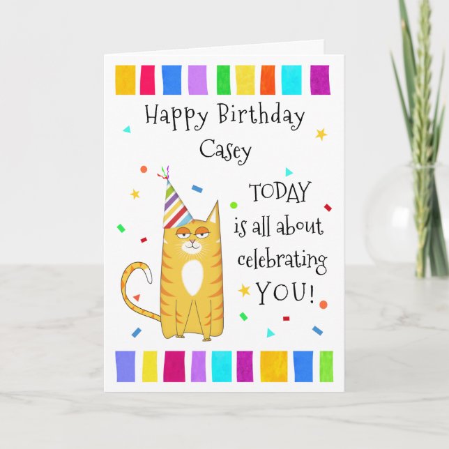 Carte Fans de chats Feline Fun Confetti Party Joyeux ann (Devant)