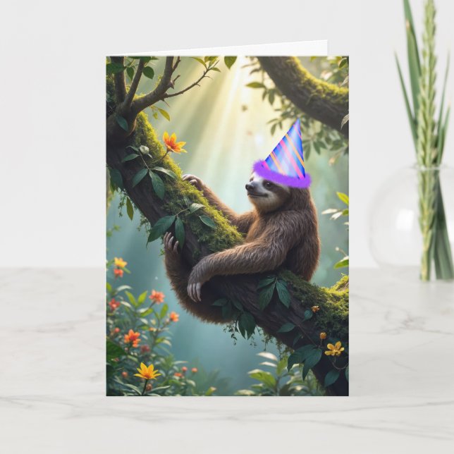 Carte Fantaisie Anniversaire dans une forêt tropicale (Devant)