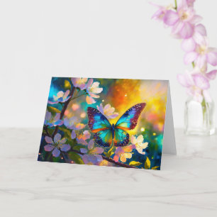 Carte Fantaisie du lever de soleil aux fleurs de cerisie