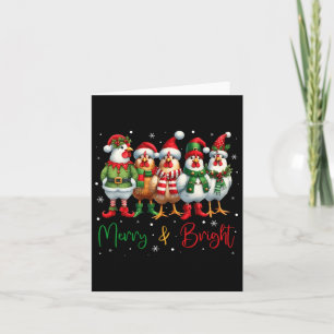 Carte Fantaisie poulets de Noël Lumières ferme animal mi