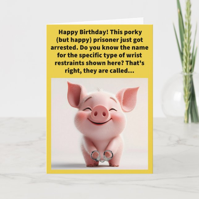 Carte Fantastique Pun Ham Cuffs Joyeux anniversaire (Devant)