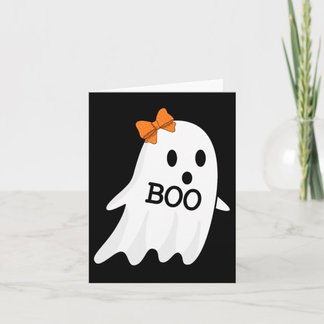 Carte Fantôme Avec Bow Boo Costume Halloween Pour Filles (Devant)
