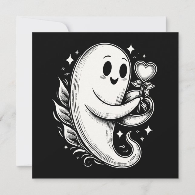 Carte Fantôme avec un cœur Mignon et Effrayant pour la S (Devant)