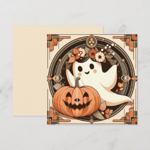 Carte Fantôme d'Halloween et Citrouille Épouvantable