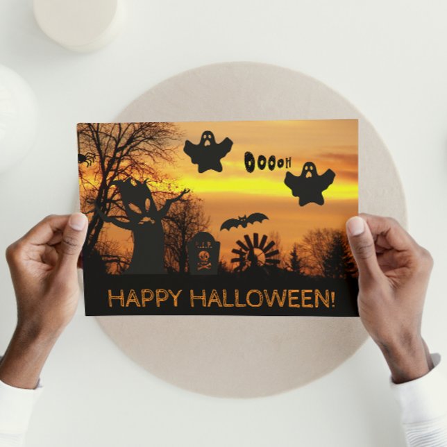 Carte Fantômes éffrayants et chauves-souris dans la nuit (In Situ)