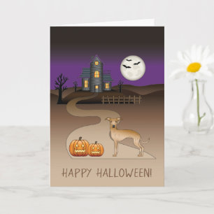 Carte Faon Iggy Chien Mignon Et Maison Hantée Halloween