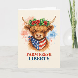 Carte Farm Fresh Liberty Highland Cow Patriotic USA Art