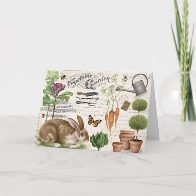 Carte Farmhouse Jardin Vintage moderne Rabbit (Devant)
