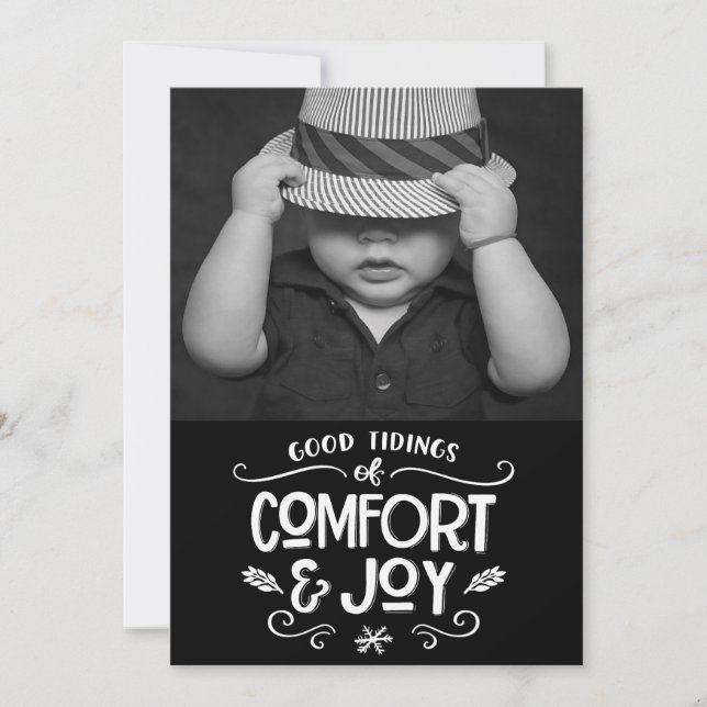 Carte Farmhouse moderne| Photo Black En vichy Christmas (Devant)