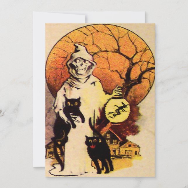 Carte Faucheuse Chat Noir Pleine Lune Arbre Lanterne Sor (Devant)