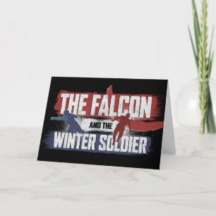 Carte Faucon et soldat d'hiver Graphisme rouge et bleu