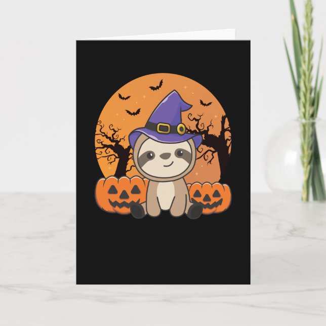 Carte Fault Sorcière Citrouille Sloths Halloween heureux (Devant)
