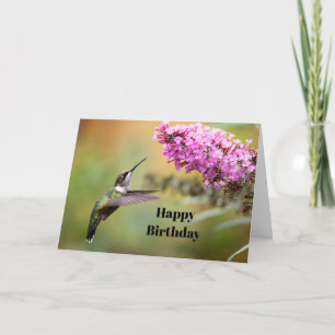 Carte Faune Hummingbird Floral Photo Anniversaire