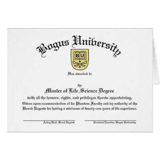 Carte fausse de diplôme d'université