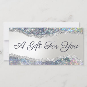 Carte Faux argent parties scintillant feuille cadeau cer