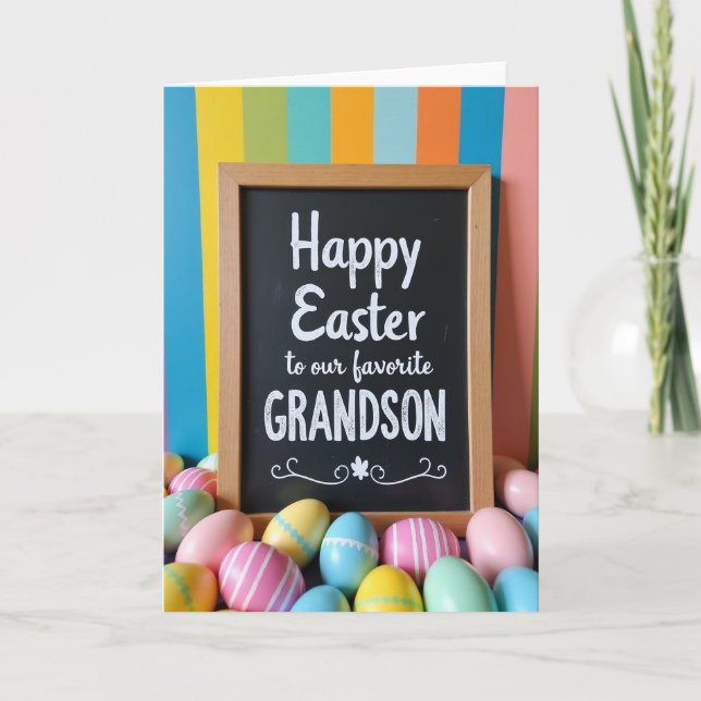 Carte Faux Chalkboard Grandson Easter Card (Devant)
