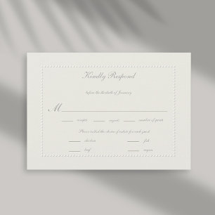 Carte Faux Embossés Écru Formel Mariage Repas RSVP