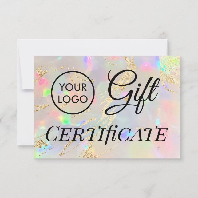 Carte faux feuil détails opale certificat cadeau (Devant)