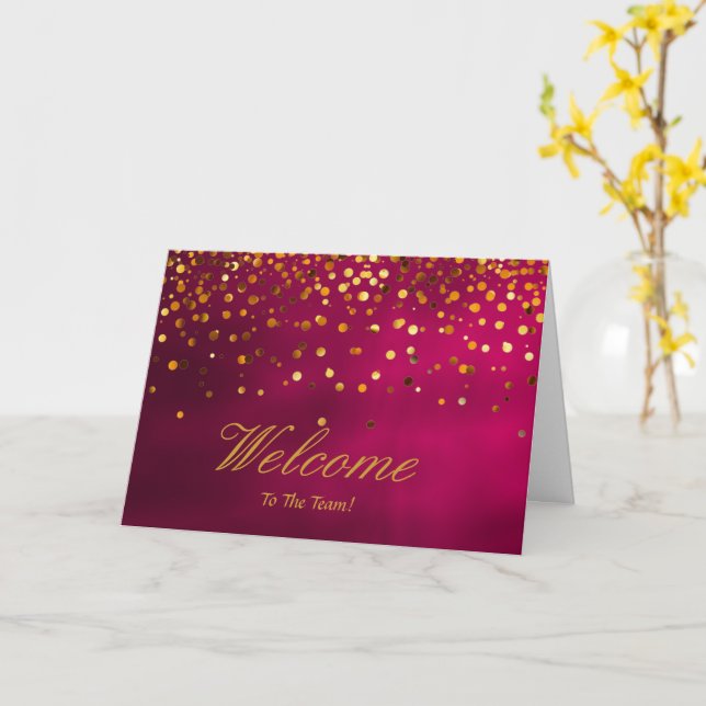 Carte Faux Gold Foil Confetti Élégantes Écluses Bienvenu (Fleur jaune)
