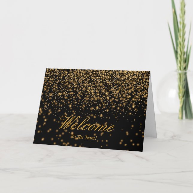 Carte Faux Gold Foil Confetti Élégantes étincelles Bienv (Devant)