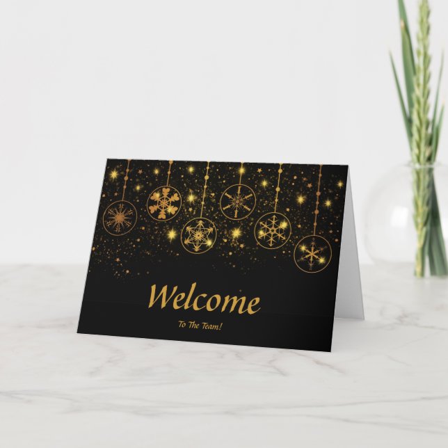 Carte Faux Gold Foil Confetti Élégantes étincelles Bienv (Devant)