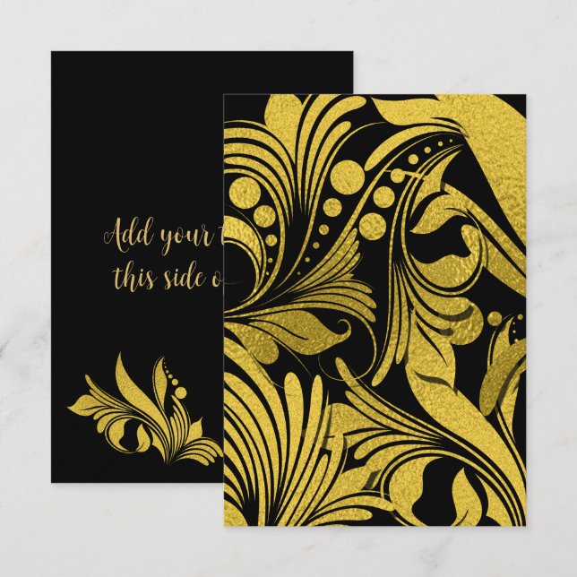 Carte Faux Gold Foil Elegant Swashes (Devant / Derrière)
