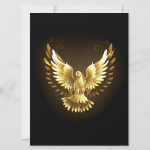 Carte Faux Gold Foil Peace Dove en noir