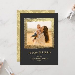 Carte Faux Gold Frame Happy Holidays Christmas Photo