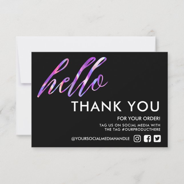 Carte Faux Holographique Bonjour Merci Média Insertion (Devant)