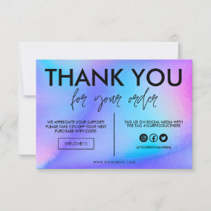 Carte Faux Holographique Merci de couleur Média Insertio
