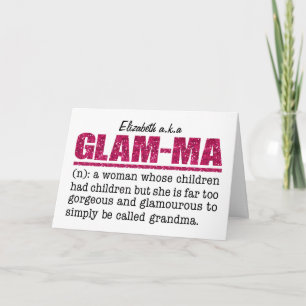 Carte Faux Hot Pink Parties scintillant Glam-Ma