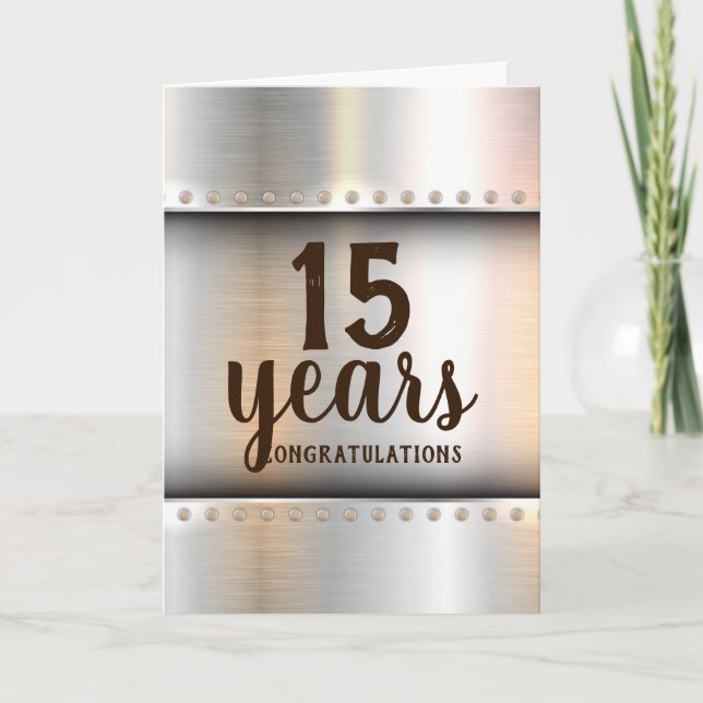 Carte Faux métal clous jalon employé anniversaire (Devant)