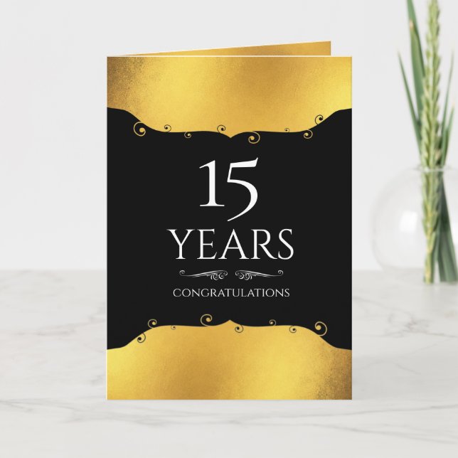 Carte Faux or 15 ans anniversaire de jalon de l'employé (Devant)