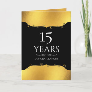 Carte Faux or 15 ans anniversaire de jalon employé
