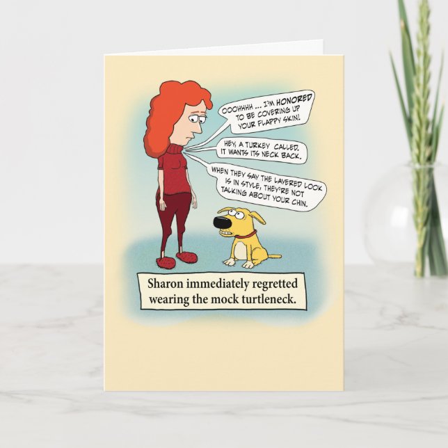 Carte Faux Turtleneck drôle Anniversaire (Devant)